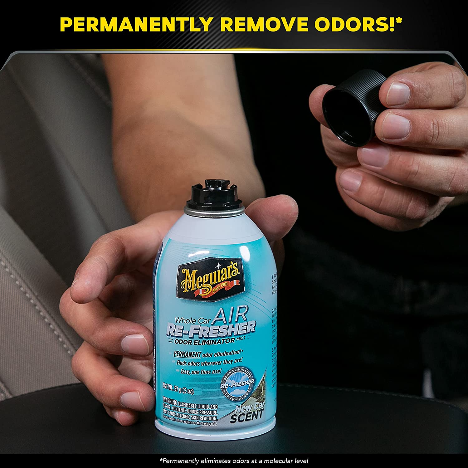 Meguiar’s Whole Car Air Re-Fresher Odor Eliminator Mist – New Car Scent – 59 ml (2 oz) - Image 2
