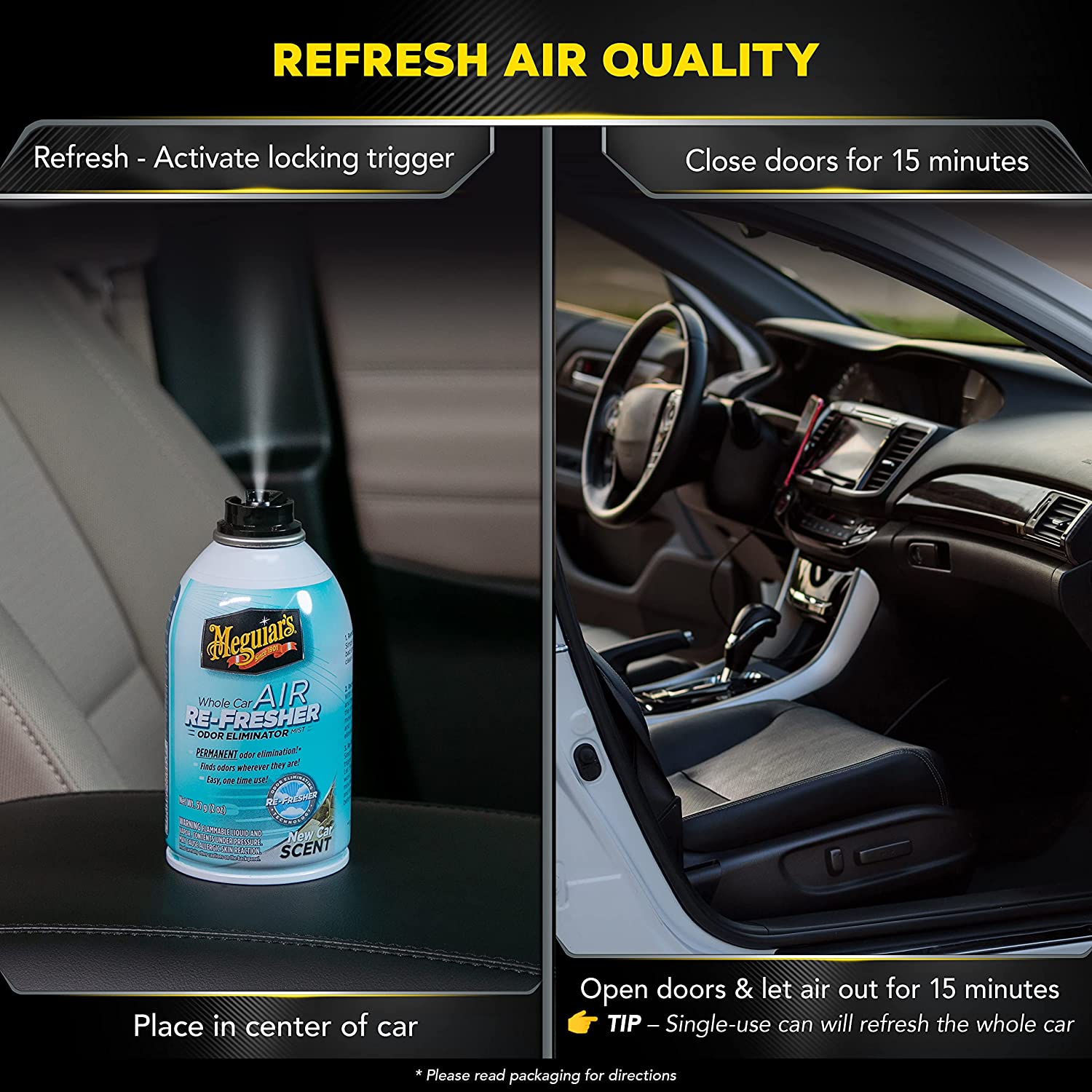 Meguiar’s Whole Car Air Re-Fresher Odor Eliminator Mist – New Car Scent – 59 ml (2 oz) - Image 3