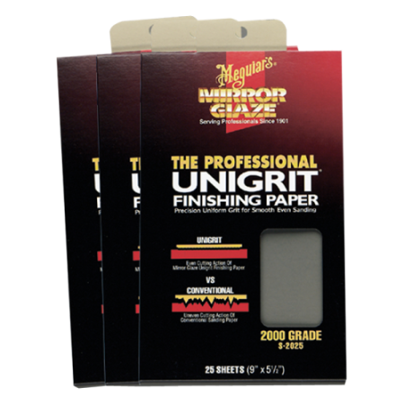 Unigrit Finishing paper 2000 Grit, S2025, 1 Pack of 25 Sheets- wet/dry